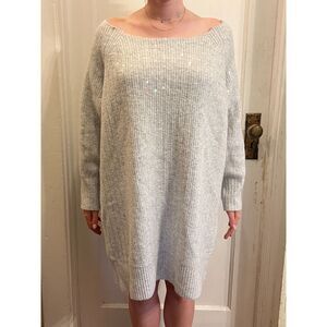 STAUD Gray Sequin Alpaca Oversized Pullover Sweater Dress Top Women's Size Small